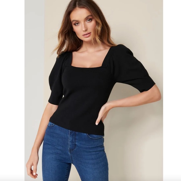 Forever New | Tops | Forever New Nina Puff Sleeve Black Knit Top Rrp8 |  Poshmark